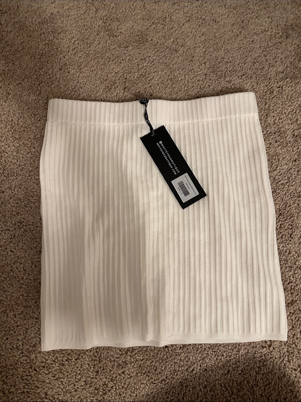Ribbed Knit White Women’s Skirt - White Fox New with Tags
